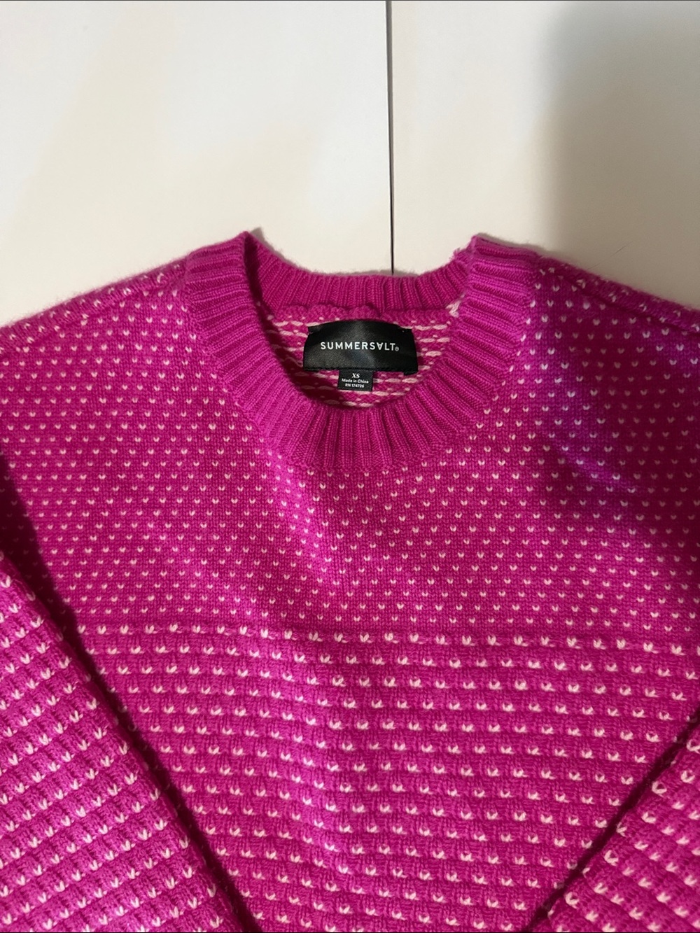 summersalt Hot Pink Crewneck with White Dot Texture